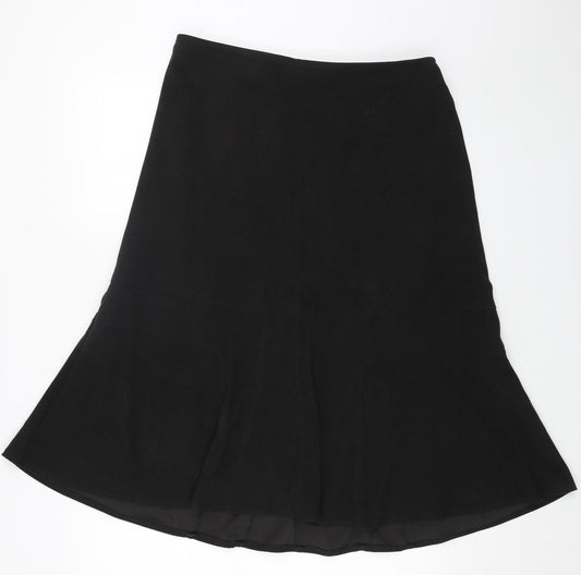 Classic Womens Black Polyester Swing Skirt Size 18