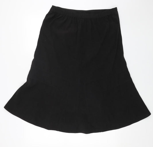 Classic Womens Black Polyester Swing Skirt Size 18