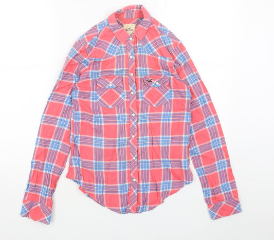 Womens UK Size XS Hollister Pink Basic Button-Up