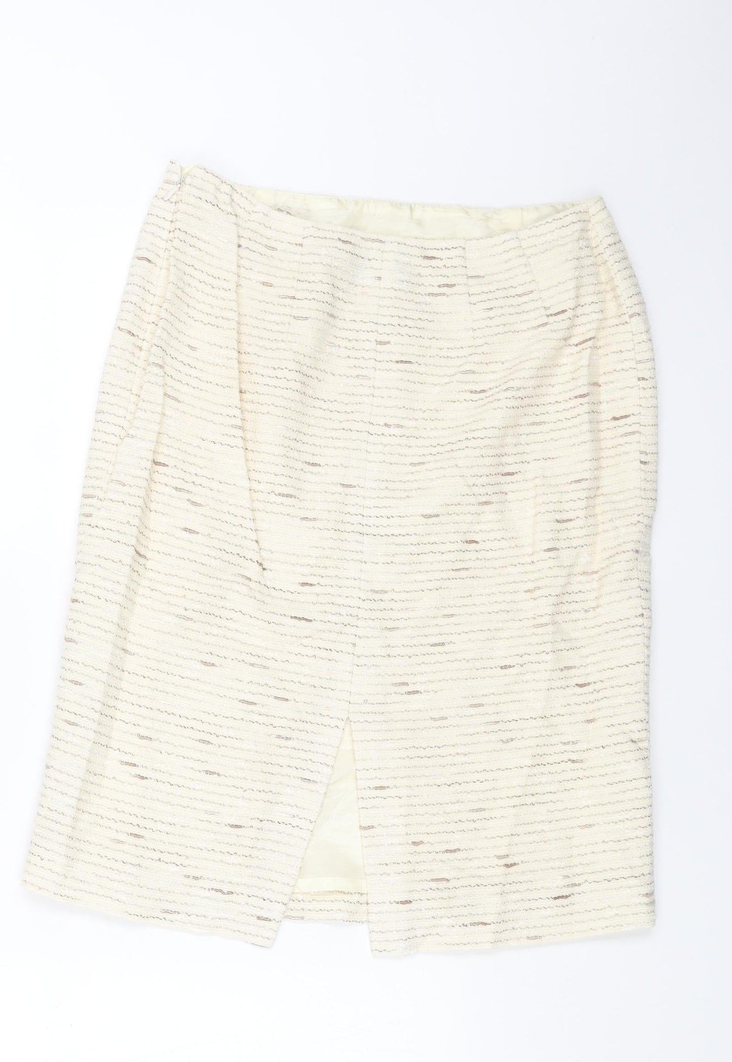 Mint Velvet Womens White Cotton Straight & Pencil Skirt Size 12 Zip