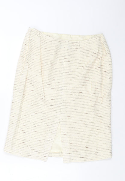 Mint Velvet Womens White Cotton Straight & Pencil Skirt Size 12 Zip