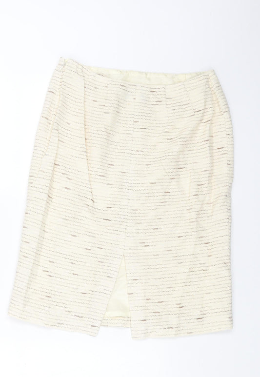 Mint Velvet Womens White Cotton Straight & Pencil Skirt Size 12 Zip