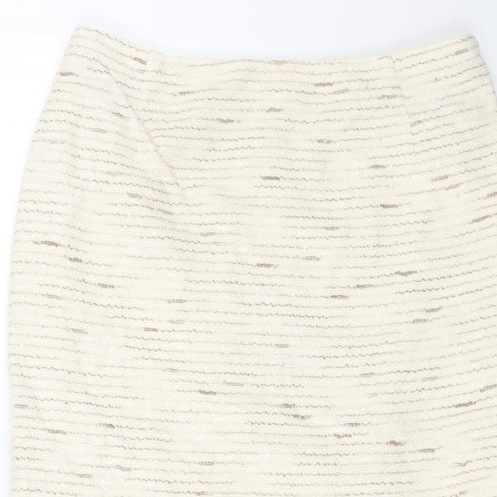 Mint Velvet Womens White Cotton Straight & Pencil Skirt Size 12 Zip