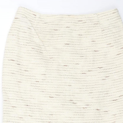 Mint Velvet Womens White Cotton Straight & Pencil Skirt Size 12 Zip