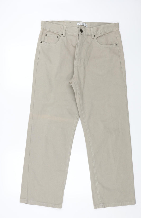 Kensington Mens Beige Cotton Straight Jeans Size 36 in L29 in Regular Button