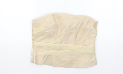 Minuet Womens Gold Polyester Cropped Blouse Size 14 Off the Shoulder - Bandeau Corset Top