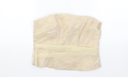 Minuet Womens Gold Polyester Cropped Blouse Size 14 Off the Shoulder - Bandeau Corset Top