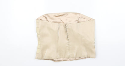 Minuet Womens Gold Polyester Cropped Blouse Size 14 Off the Shoulder - Bandeau Corset Top