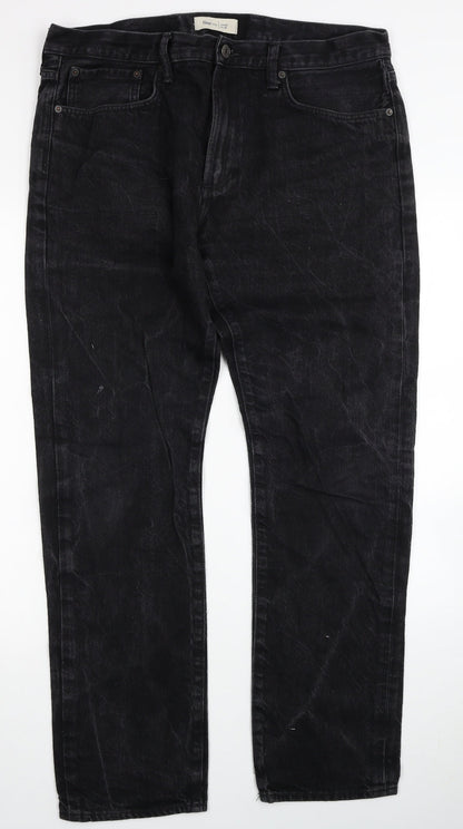 Gap Womens Black Cotton Straight Jeans Size 36 in L32 in Slim Zip
