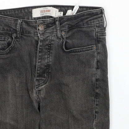 Topman Mens Black Cotton Bermuda Shorts Size 28 in Slim Button