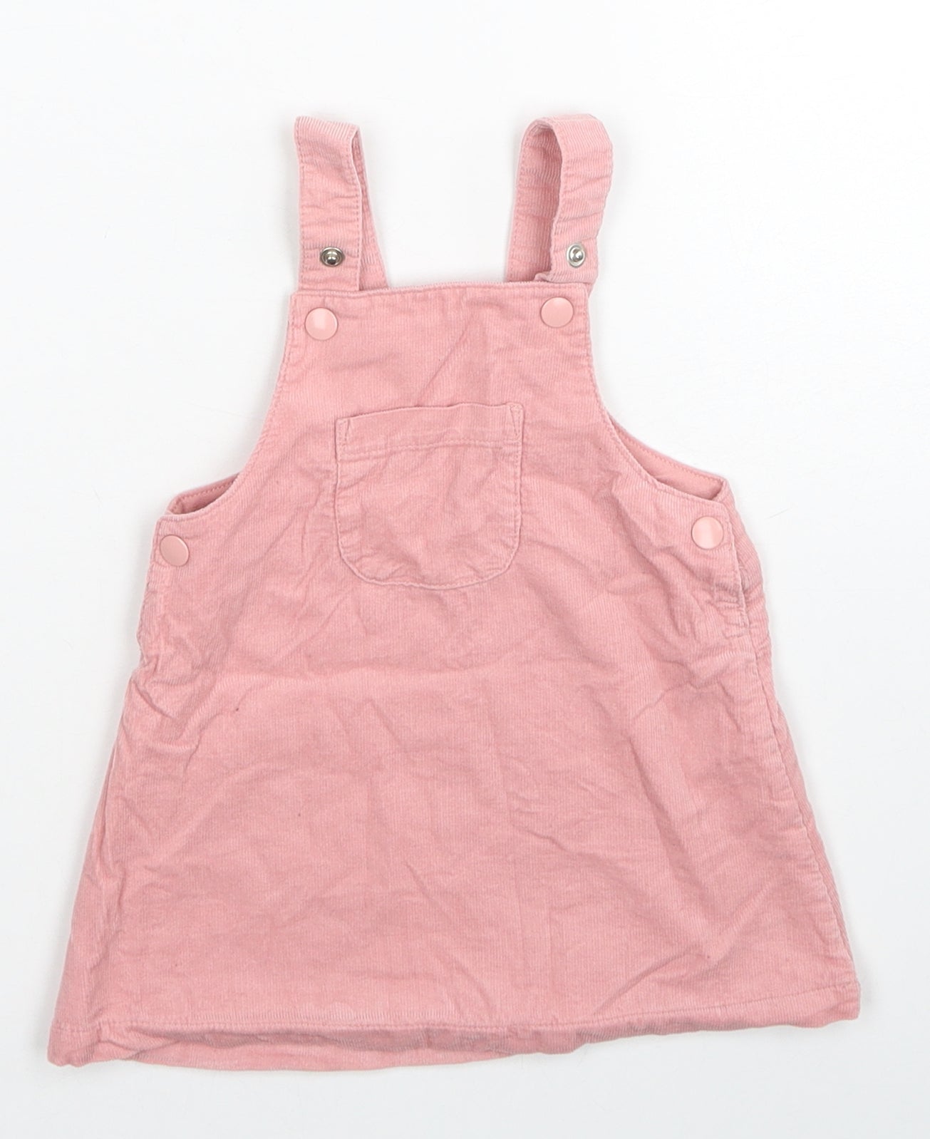 TU Girls Pink Cotton Skater Dress Size 3-6 Months Square Neck Snap