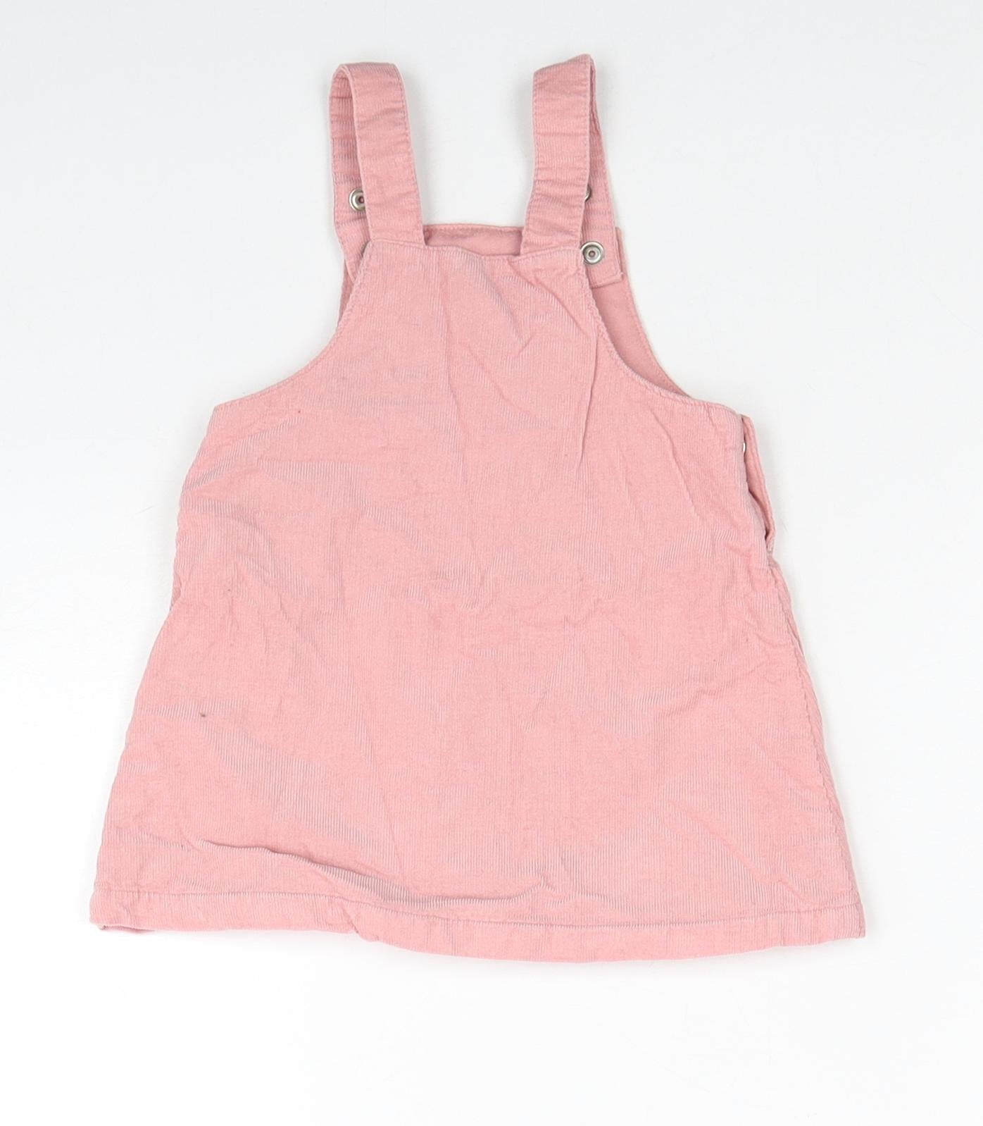 TU Girls Pink Cotton Skater Dress Size 3-6 Months Square Neck Snap