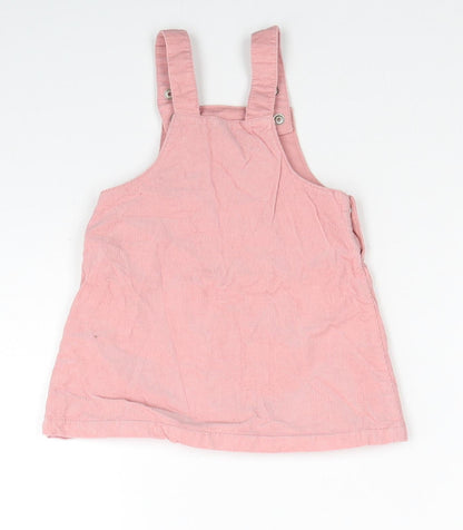 TU Girls Pink Cotton Skater Dress Size 3-6 Months Square Neck Snap