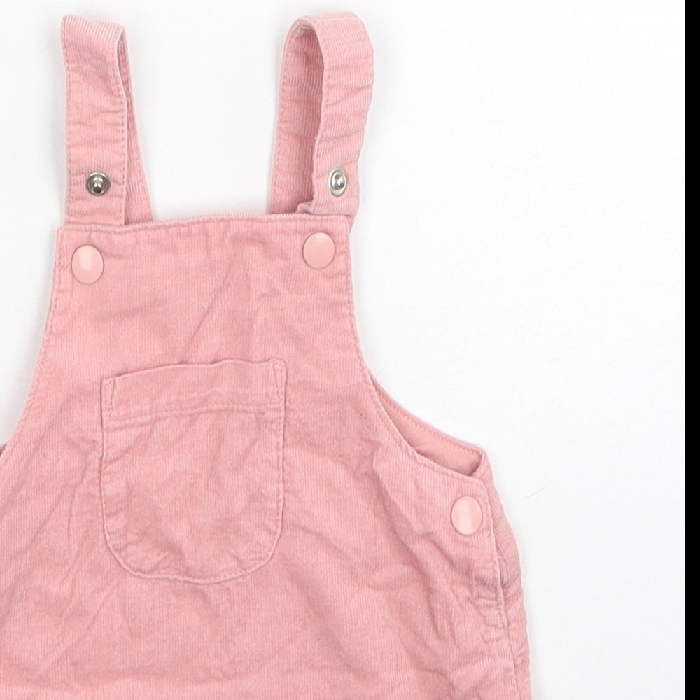 TU Girls Pink Cotton Skater Dress Size 3-6 Months Square Neck Snap