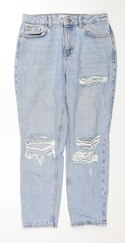 Topshop Womens Black Cotton Straight Jeans Size 28 L28 in Regular Zip