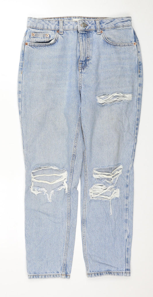 Topshop Womens Black Cotton Straight Jeans Size 28 L28 in Regular Zip