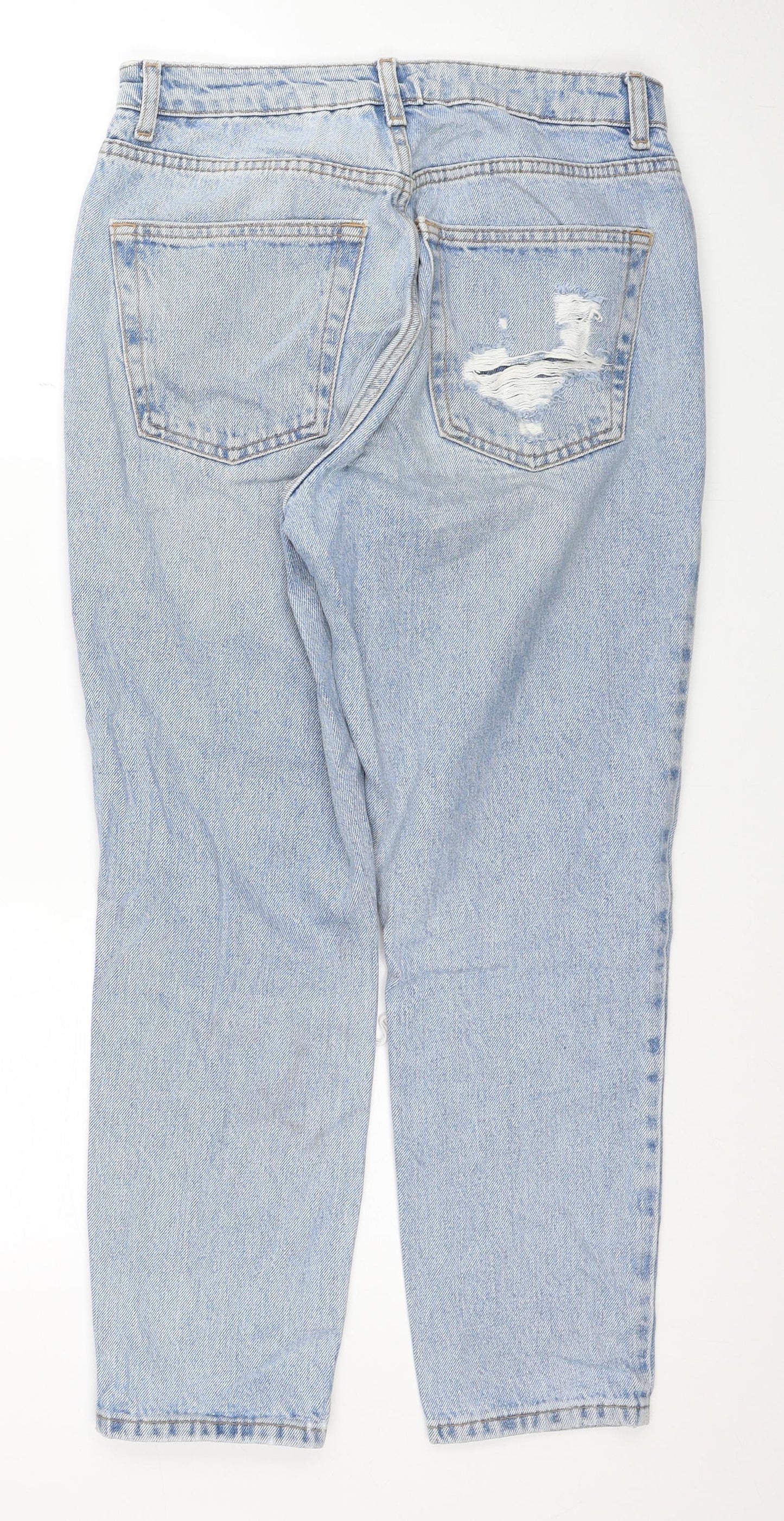 Topshop Womens Black Cotton Straight Jeans Size 28 L28 in Regular Zip