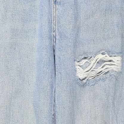 Topshop Womens Black Cotton Straight Jeans Size 28 L28 in Regular Zip