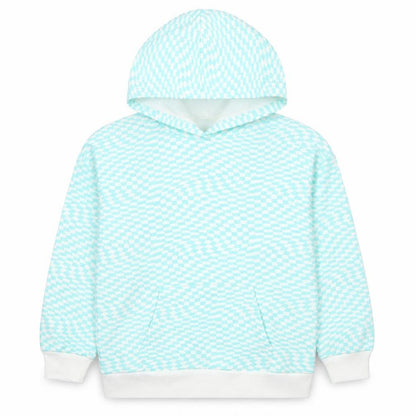 Marks and Spencer Girls Blue Plaid Cotton Pullover Hoodie Size 9-10 Years Pullover