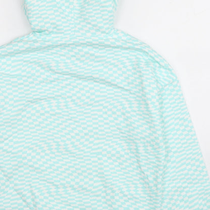 Marks and Spencer Girls Blue Plaid Cotton Pullover Hoodie Size 9-10 Years Pullover