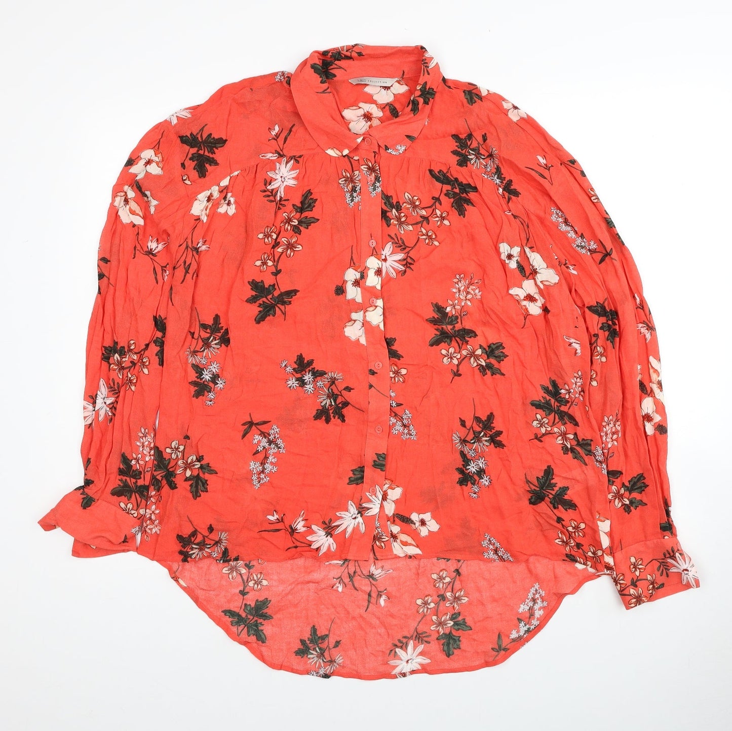 Womens UK Size 14 Marks and Spencer Red Basic Button-Up