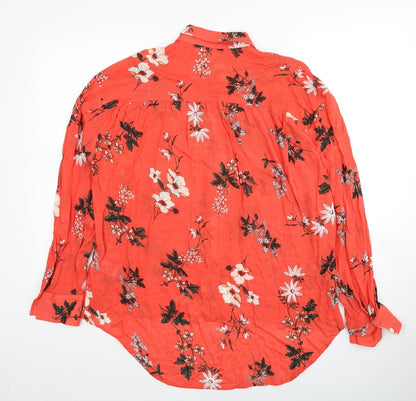 Womens UK Size 14 Marks and Spencer Red Basic Button-Up
