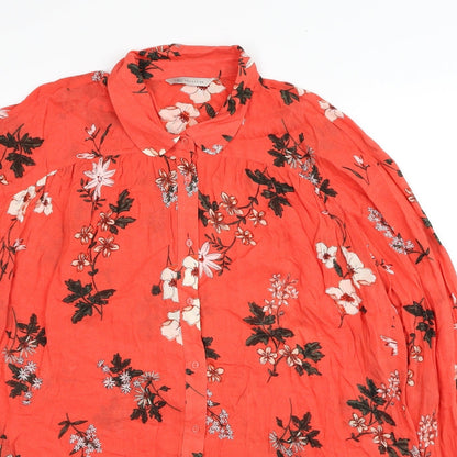 Womens UK Size 14 Marks and Spencer Red Basic Button-Up