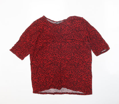 Womens UK Size 14 Principles Red Basic T-Shirt