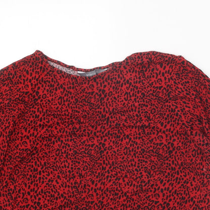 Womens UK Size 14 Principles Red Basic T-Shirt