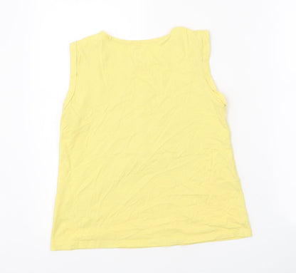 Gap Girls Yellow 100% Cotton Basic Tank Size 10-11 Years Round Neck Pullover - Butterfly