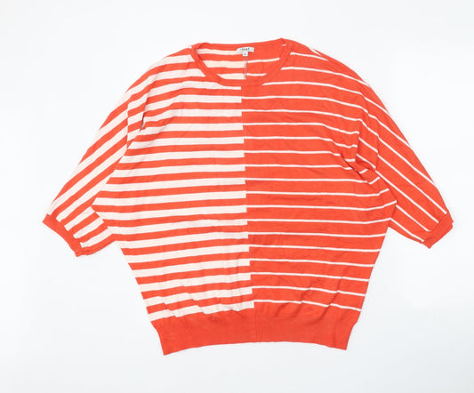 Womens UK Size XL Text Orange Pullover Jumper