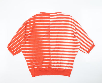 Womens UK Size XL Text Orange Pullover Jumper