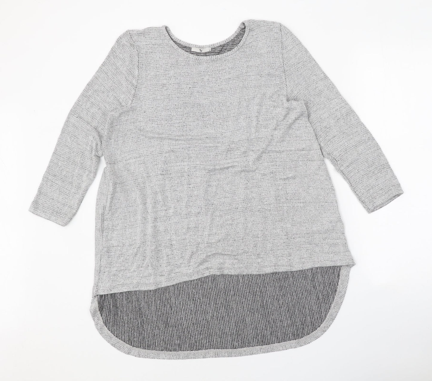 TU Womens Grey Round Neck Viscose Pullover Jumper Size 14