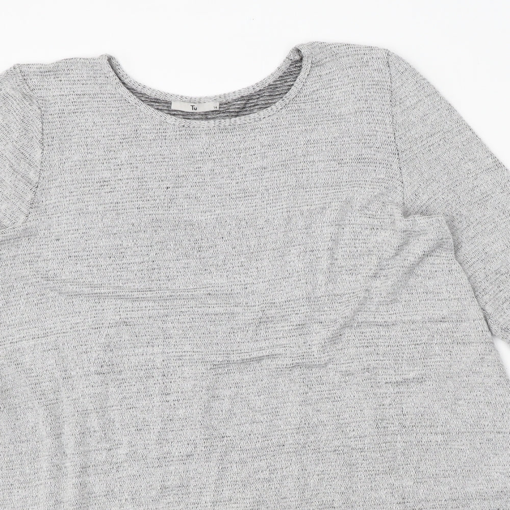 TU Womens Grey Round Neck Viscose Pullover Jumper Size 14