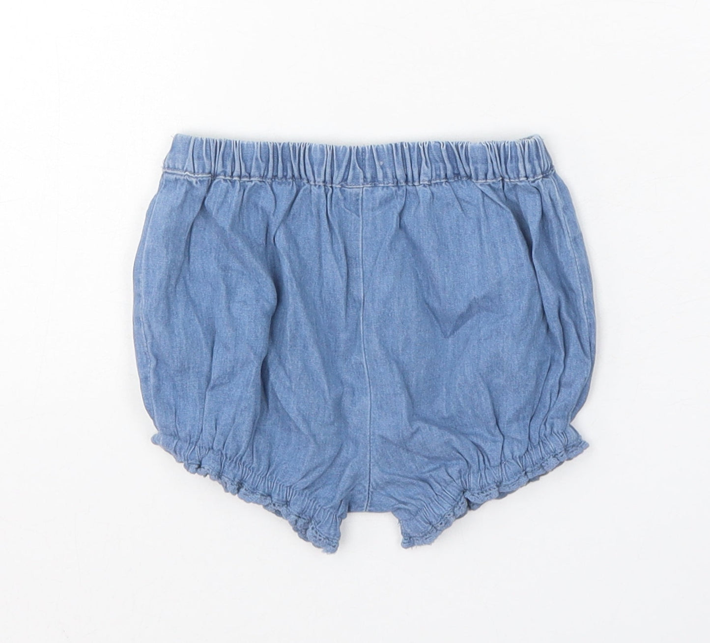 NEXT Girls Blue 100% Cotton Cropped Trousers Size 0-3 Months Pullover