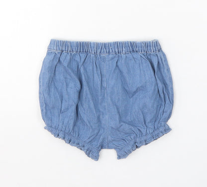 NEXT Girls Blue 100% Cotton Cropped Trousers Size 0-3 Months Pullover
