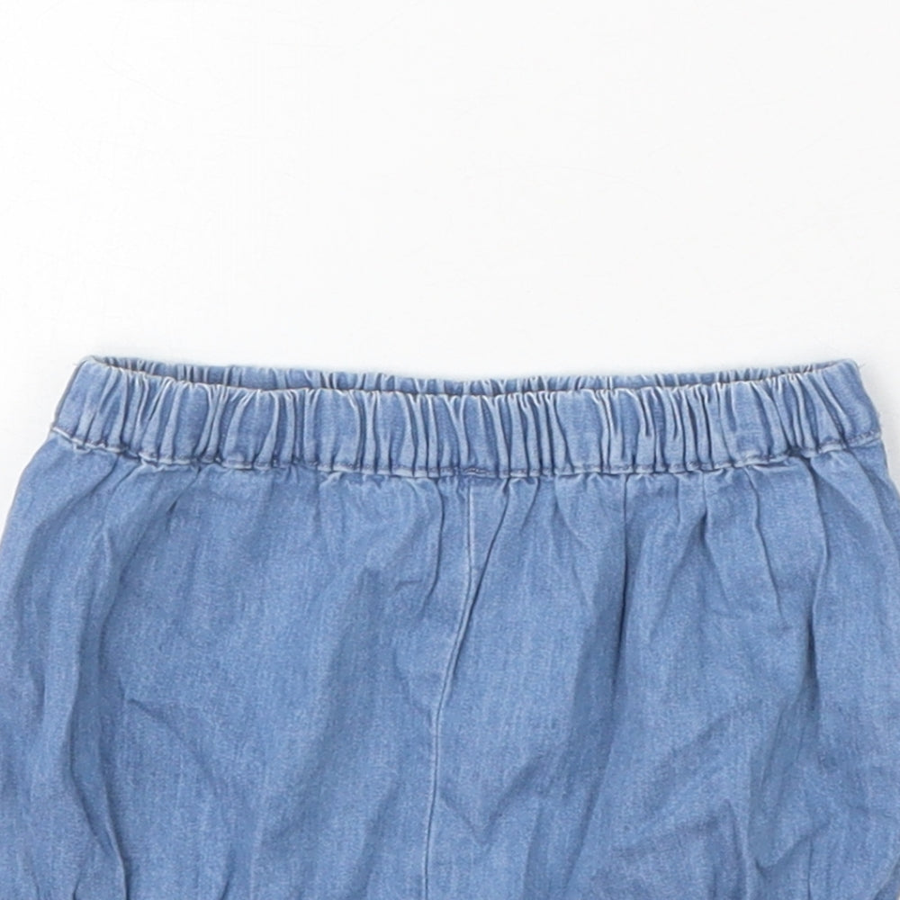 NEXT Girls Blue 100% Cotton Cropped Trousers Size 0-3 Months Pullover