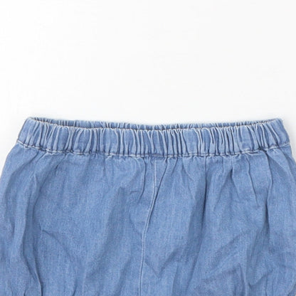 NEXT Girls Blue 100% Cotton Cropped Trousers Size 0-3 Months Pullover