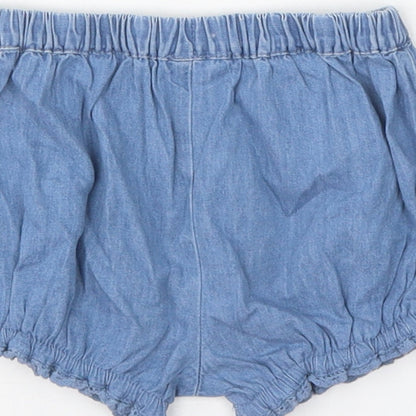 NEXT Girls Blue 100% Cotton Cropped Trousers Size 0-3 Months Pullover