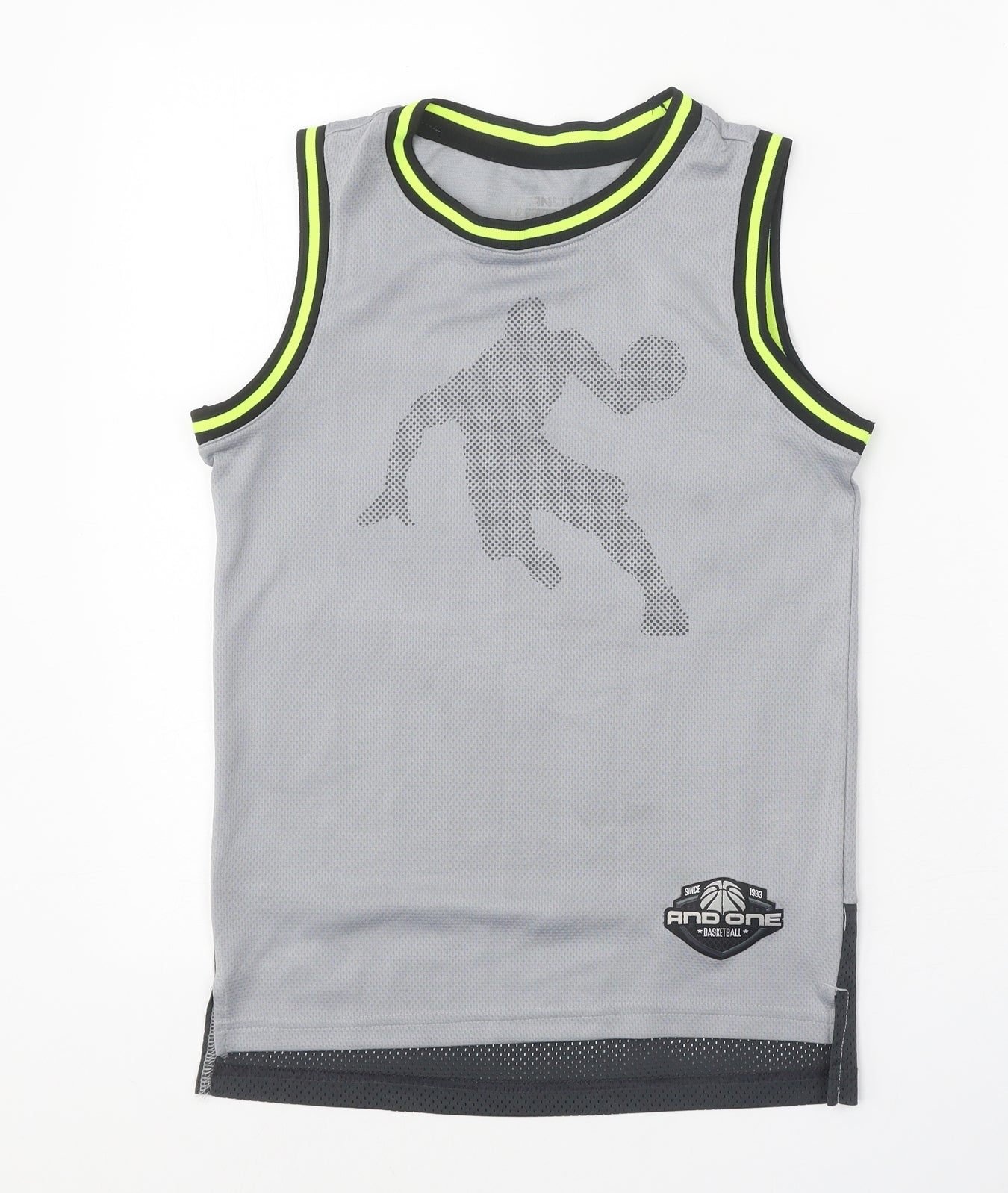Andi Boys Grey Polyester Basic Tank Size M Scoop Neck Pullover