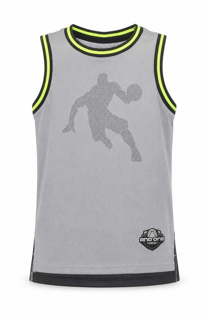 Andi Boys Grey Polyester Basic Tank Size M Scoop Neck Pullover