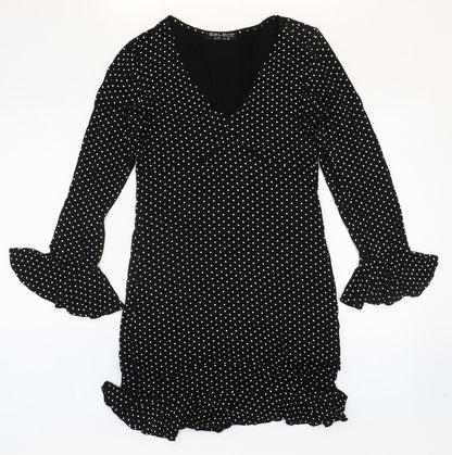 Select Womens Black Polka Dot Viscose Mermaid Size 12 V-Neck Pullover