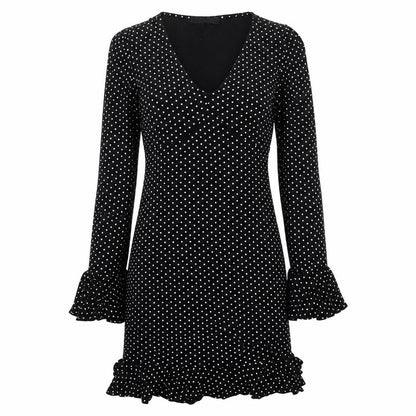 Select Womens Black Polka Dot Viscose Mermaid Size 12 V-Neck Pullover