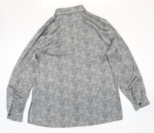 Basler Womens Grey Geometric Polyester Basic Button-Up Size 44 V-Neck