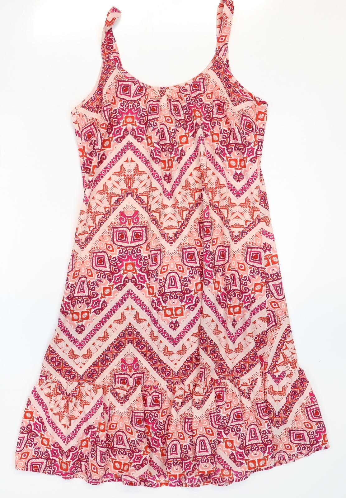 Julipa Womens Red Geometric Polyester Tank Dress Size 10 Round Neck Pullover