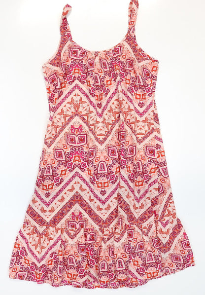 Julipa Womens Red Geometric Polyester Tank Dress Size 10 Round Neck Pullover