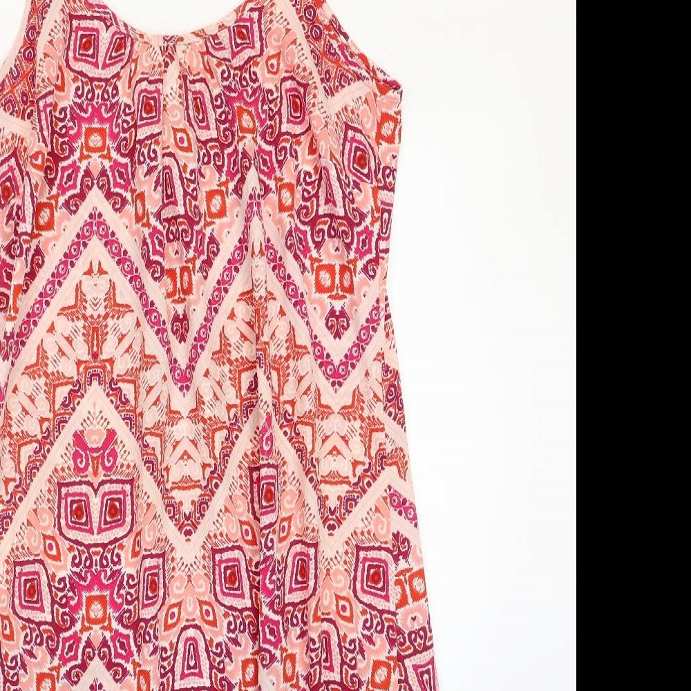 Julipa Womens Red Geometric Polyester Tank Dress Size 10 Round Neck Pullover