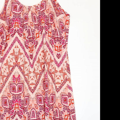 Julipa Womens Red Geometric Polyester Tank Dress Size 10 Round Neck Pullover