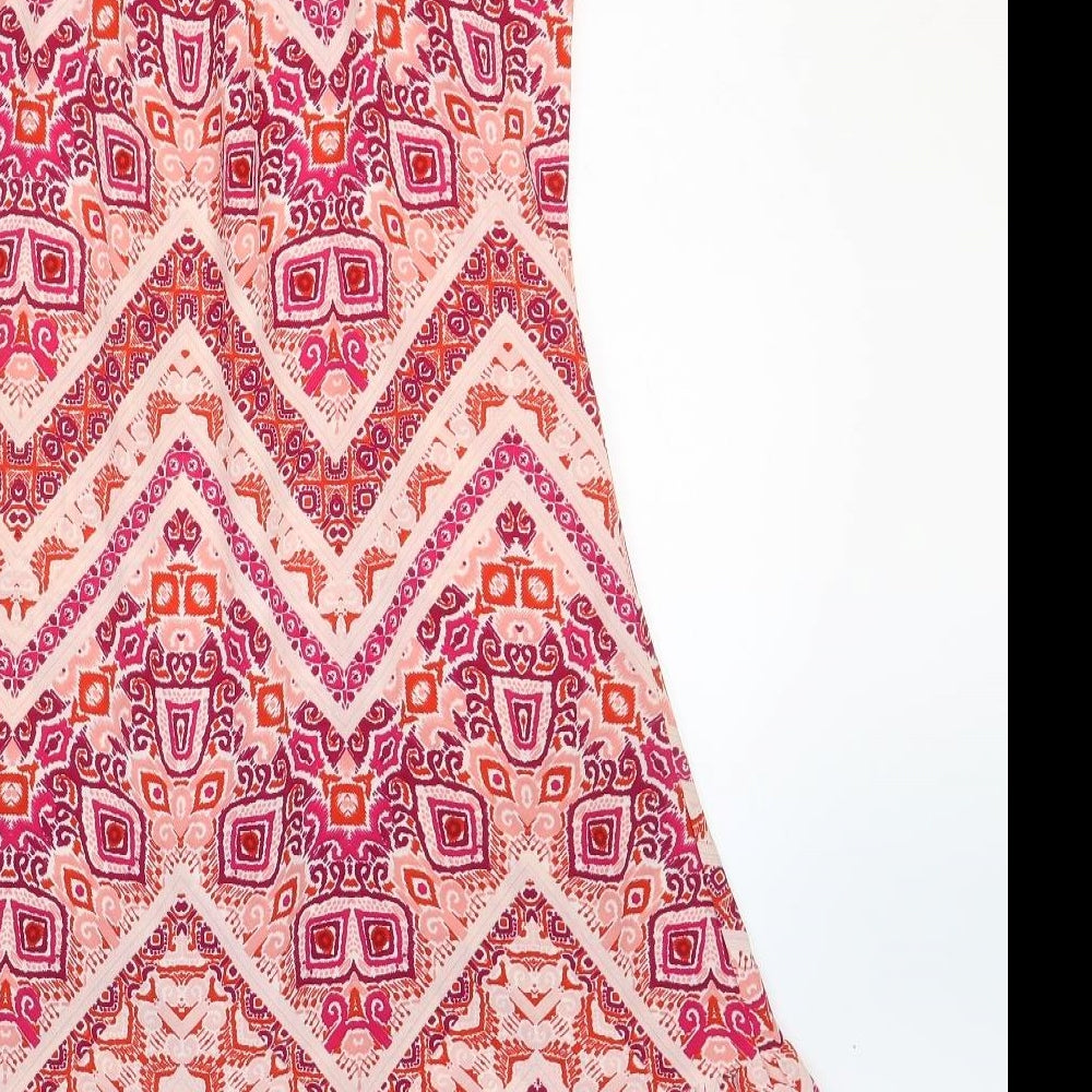 Julipa Womens Red Geometric Polyester Tank Dress Size 10 Round Neck Pullover