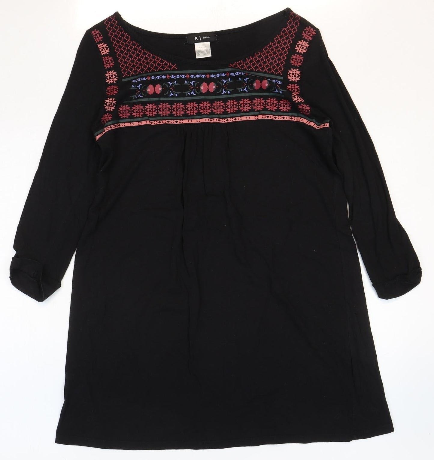 Womens UK Size 6 R Edition Black Basic Blouse